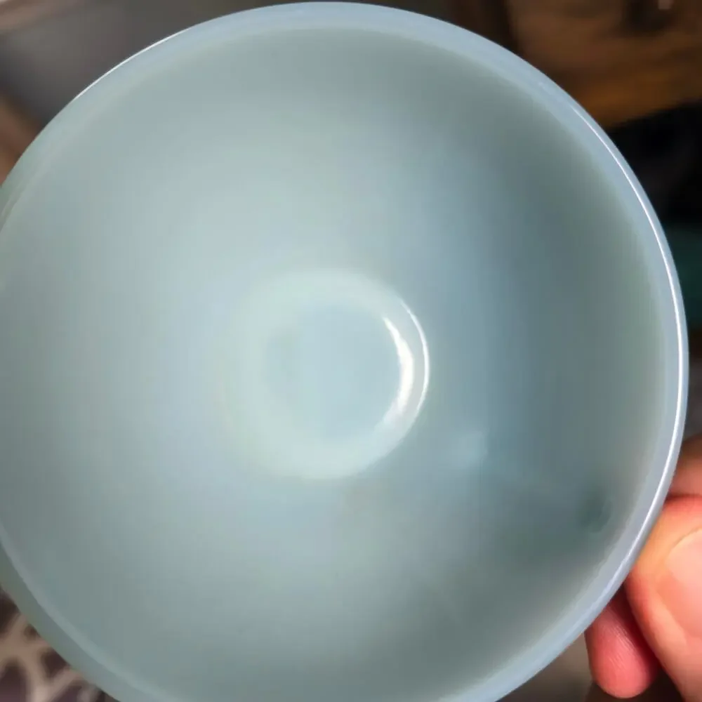 Vintage Fire King Cups Saucers Turquoise Milk Glass Limited 1956-58 Mid Century